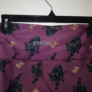 PINK Victoria's Secret Purple Leggings with Black Panther Print